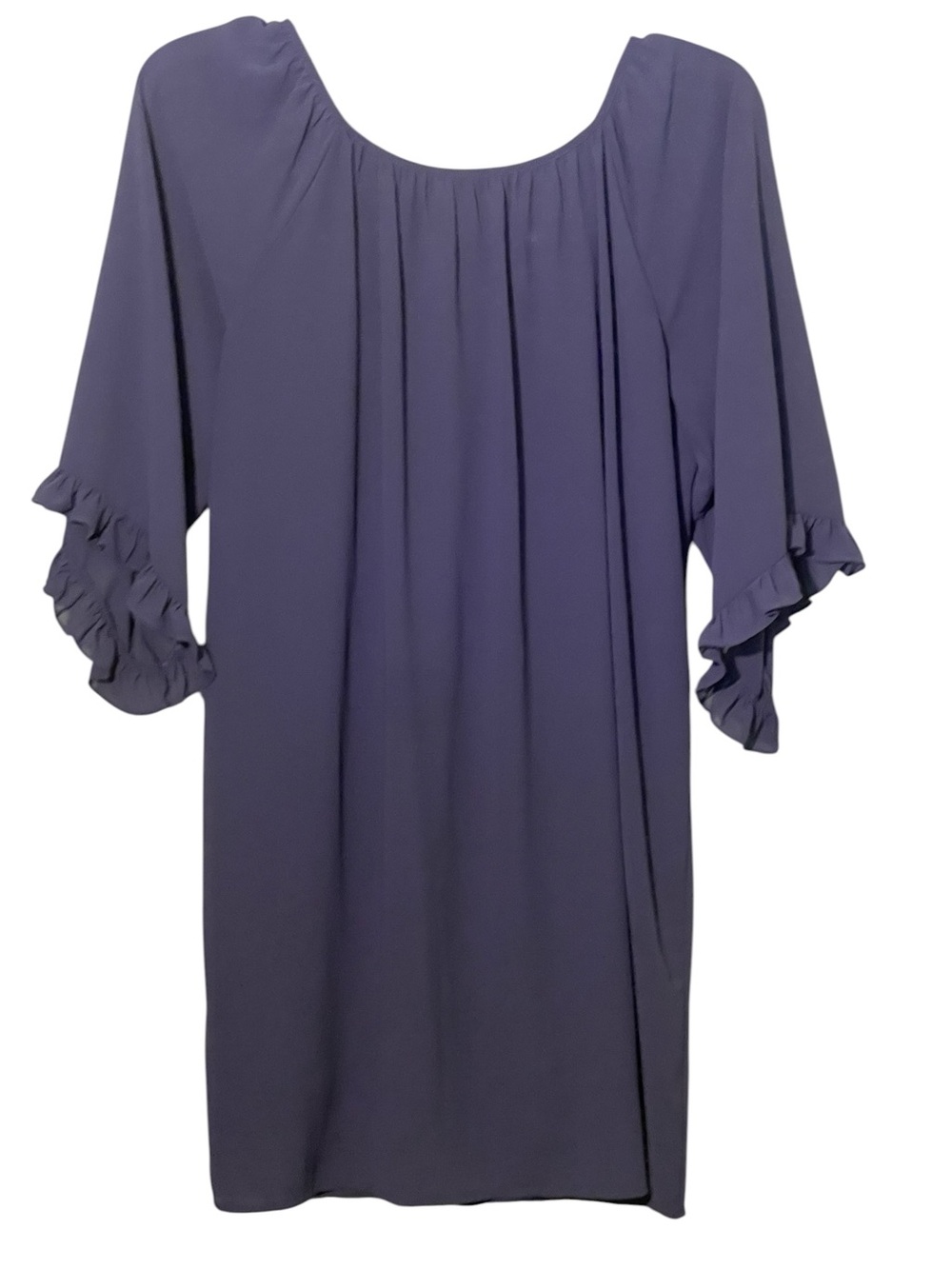 “Frill for the taking” Lulu’s denim blue shift dress. Size large GUC - Picture 7 of 11